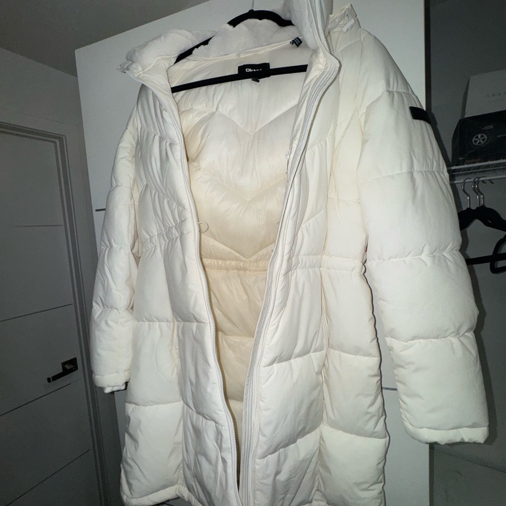 DKNY Women's Cream Puffer Jacket